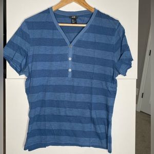H&M blue striped V-neck henley size Medium.